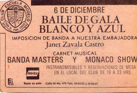 GRUPO MONACO EN EL BAILE BLANCO Y AZUL DEL CLUB ESCUELA MODELO